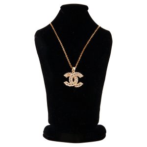 گردنبند دخترانه مدل چنل نگین دار بزرگ